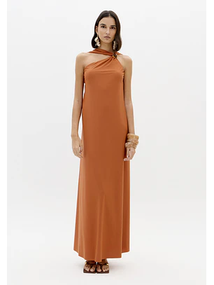 Vestido Comprido em Malha Fria Argila - Lança Perfume 