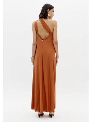 Vestido Comprido em Malha Fria Argila - Lança Perfume 