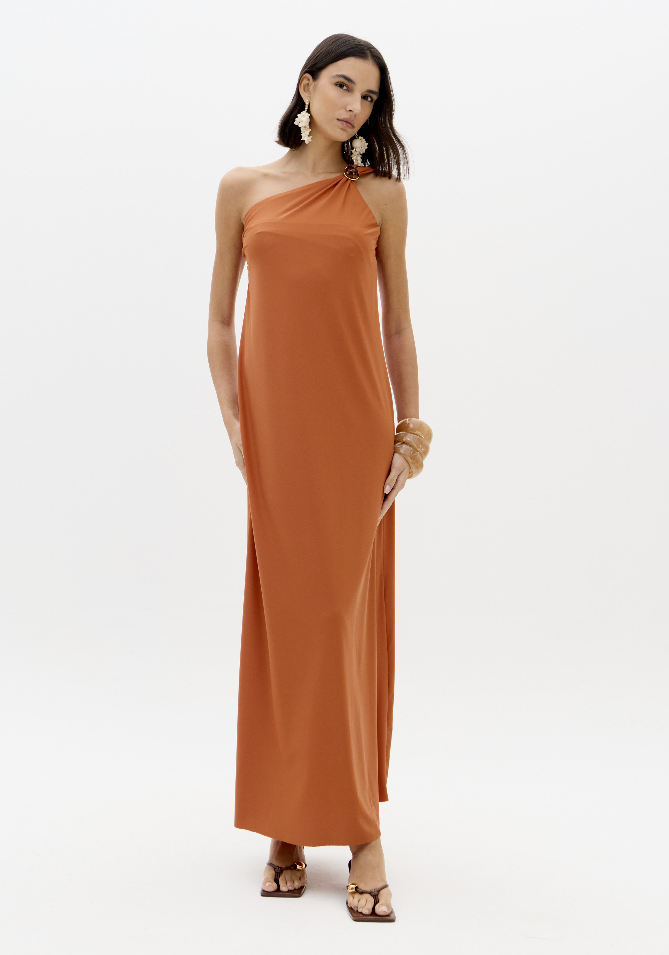 Vestido Comprido em Malha Fria Argila - Lança Perfume  5