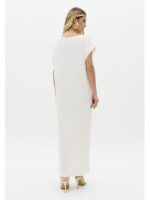 Vestido Comprido Canelado Sol Branco - Lança Perfume