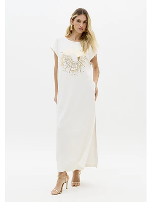 Vestido Comprido Canelado Sol Branco - Lança Perfume