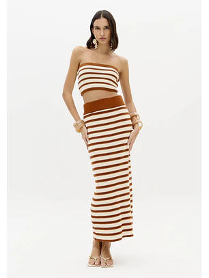 Top Faixa Tricô Camel e Bege - Lança Perfume