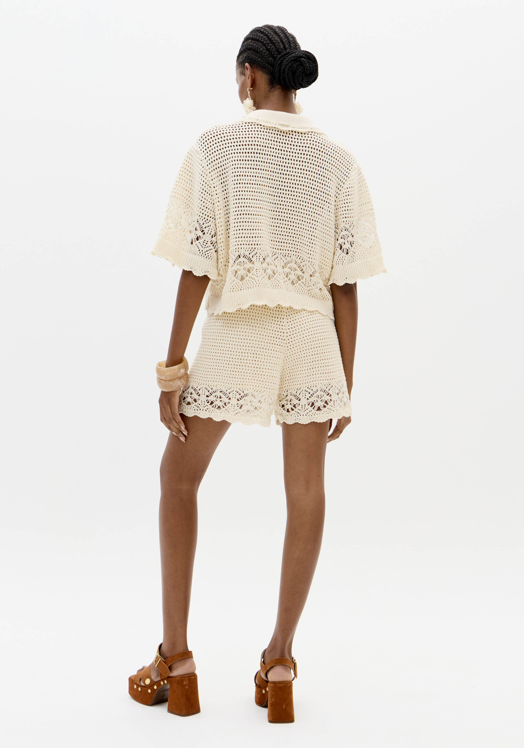 Calções em Tricô Bege - Lança Perfume 5