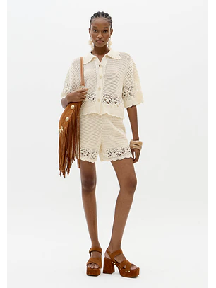 Calções em Tricô Bege - Lança Perfume