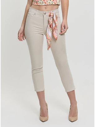 Calças 1981 Capri com lenço Daisies Bege - Guess 