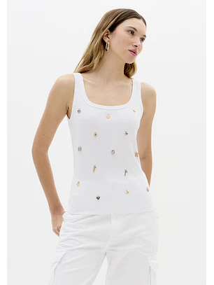 Top de Cavas com Pendentes Branco - Lança Perfume 