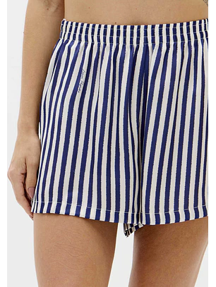 Conjunto Top + Calções Riscas Azuis e Branco - Lança Perfume 