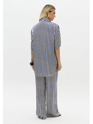 Conjunto Camisa + Calças Riscas Azul e Branco - Lança Perfume