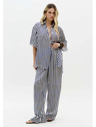 Conjunto Camisa + Calças Riscas Azul e Branco - Lança Perfume