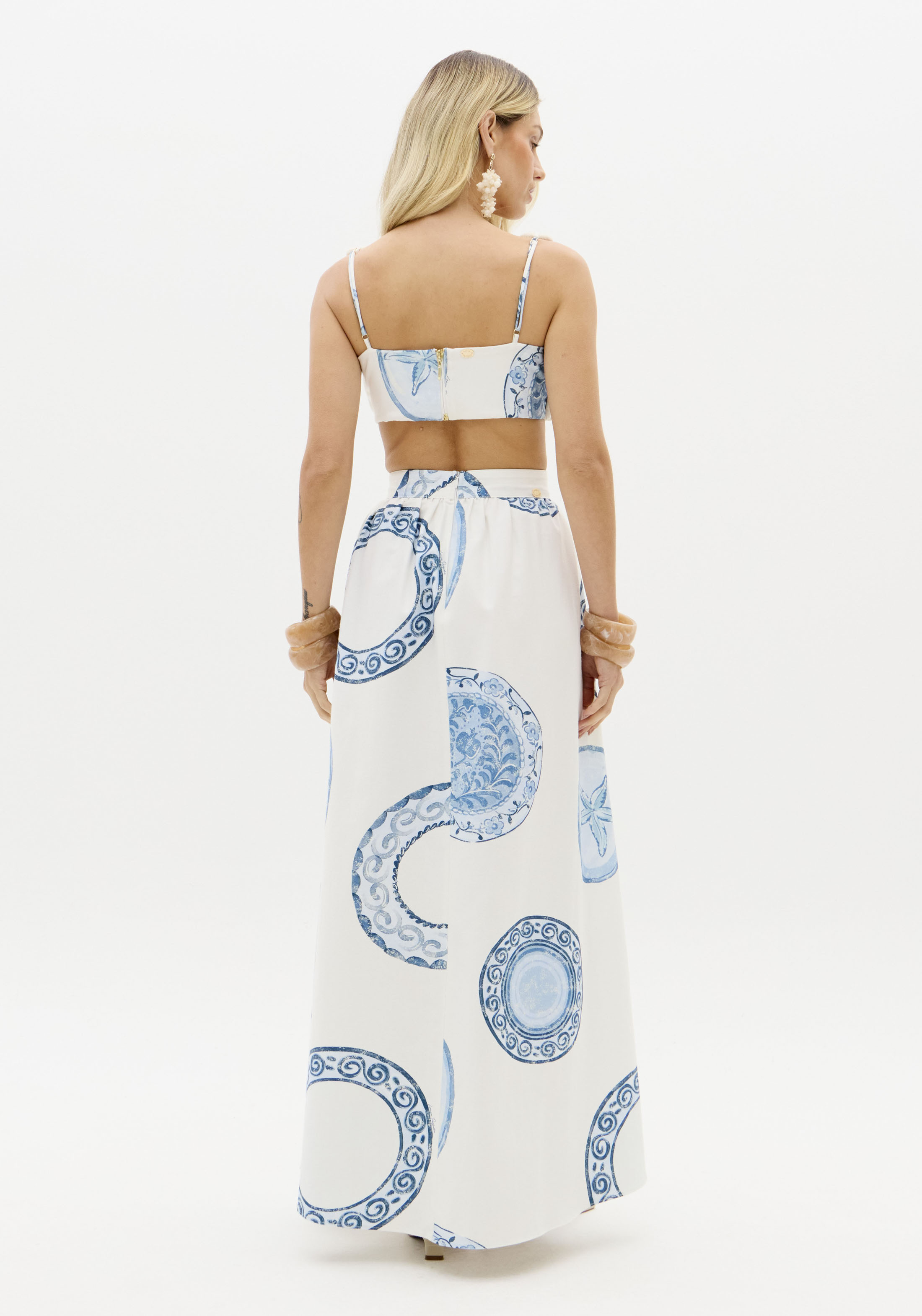 Saia Comprida BLUE BREEZE Branco e Azul - Lança Perfume 5