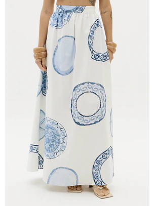 Saia Comprida BLUE BREEZE Branco e Azul - Lança Perfume