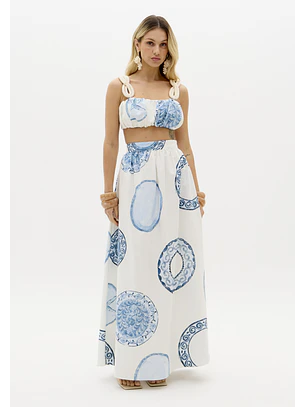 Top de Alças BLUE BREEZE Branco e Azul - Lança Perfume 