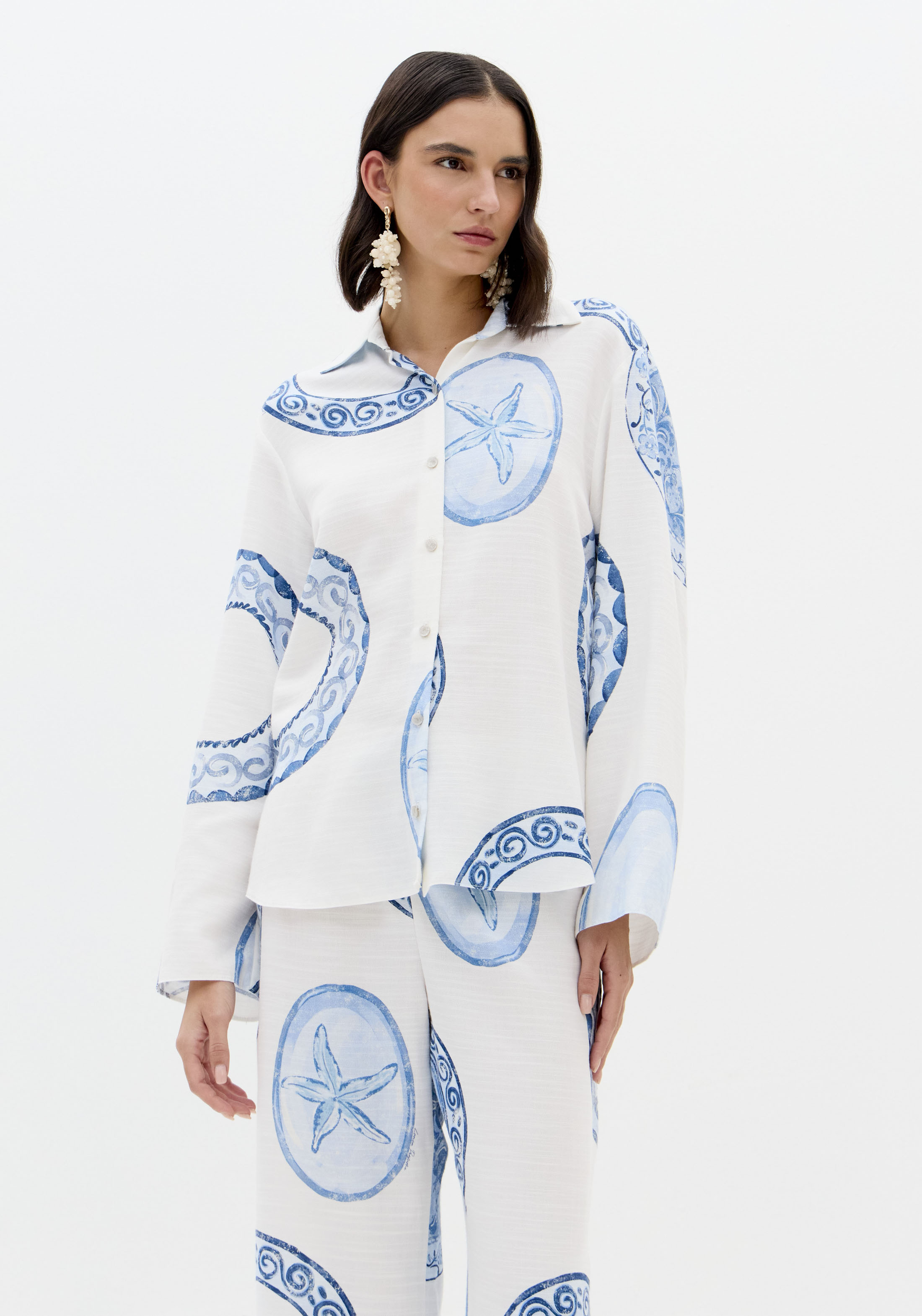 Camisa BLUE BREEZE Branco e Azul - Lança Perfume 1