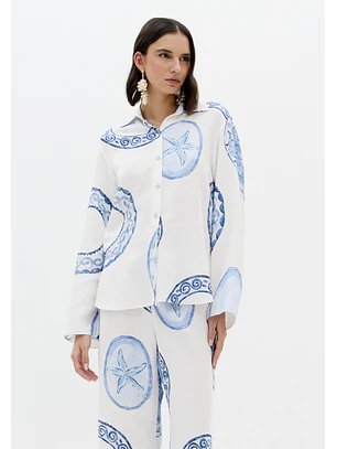 Camisa BLUE BREEZE Branco e Azul - Lança Perfume