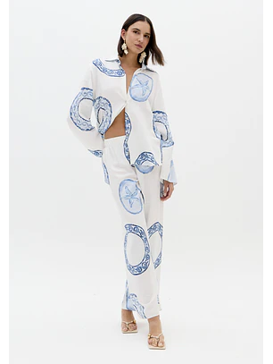 Camisa BLUE BREEZE Branco e Azul - Lança Perfume