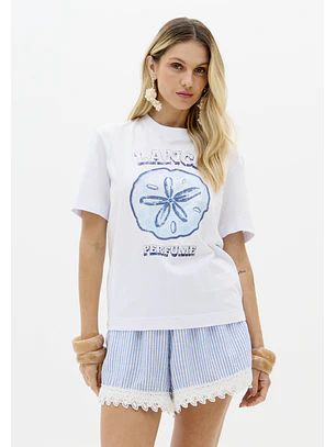T-shirt BLUE BREEZE Branco e Azul - Lança Perfume 