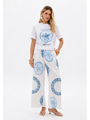 T-shirt BLUE BREEZE Branco e Azul - Lança Perfume 