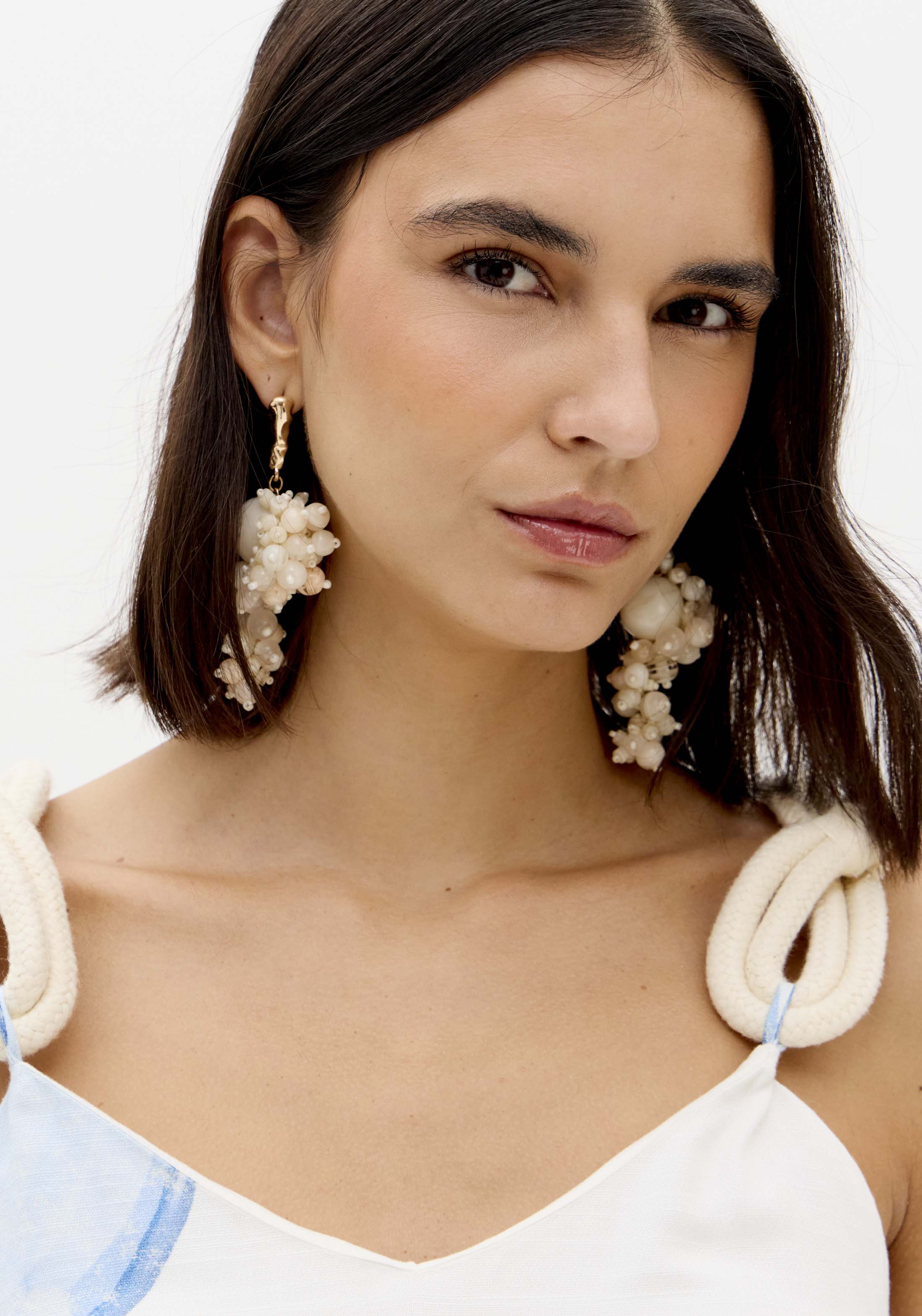 Vestido Comprido BLUE BREEZE Branco e Azul - Lança Perfume 3