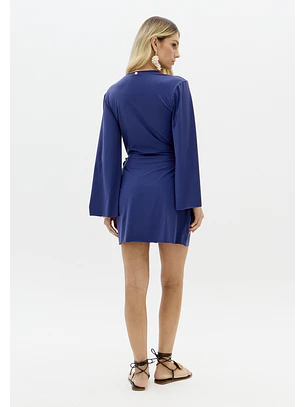 Vestido Curto Malha Fria Azul Profundo - Lança Perfume