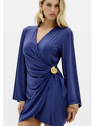 Vestido Curto Malha Fria Azul Profundo - Lança Perfume