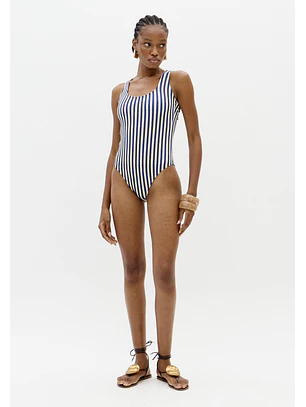 Fato de Banho Riscas Azul e Branco - Lança Perfume