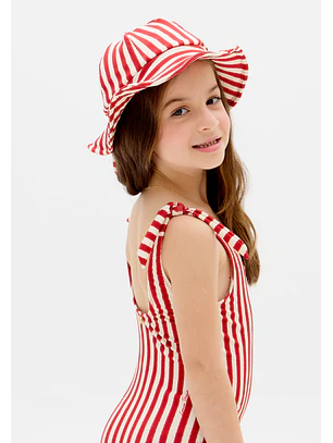 Fato de Banho Criança Riscas Vermelho e Branco - Lança Perfume