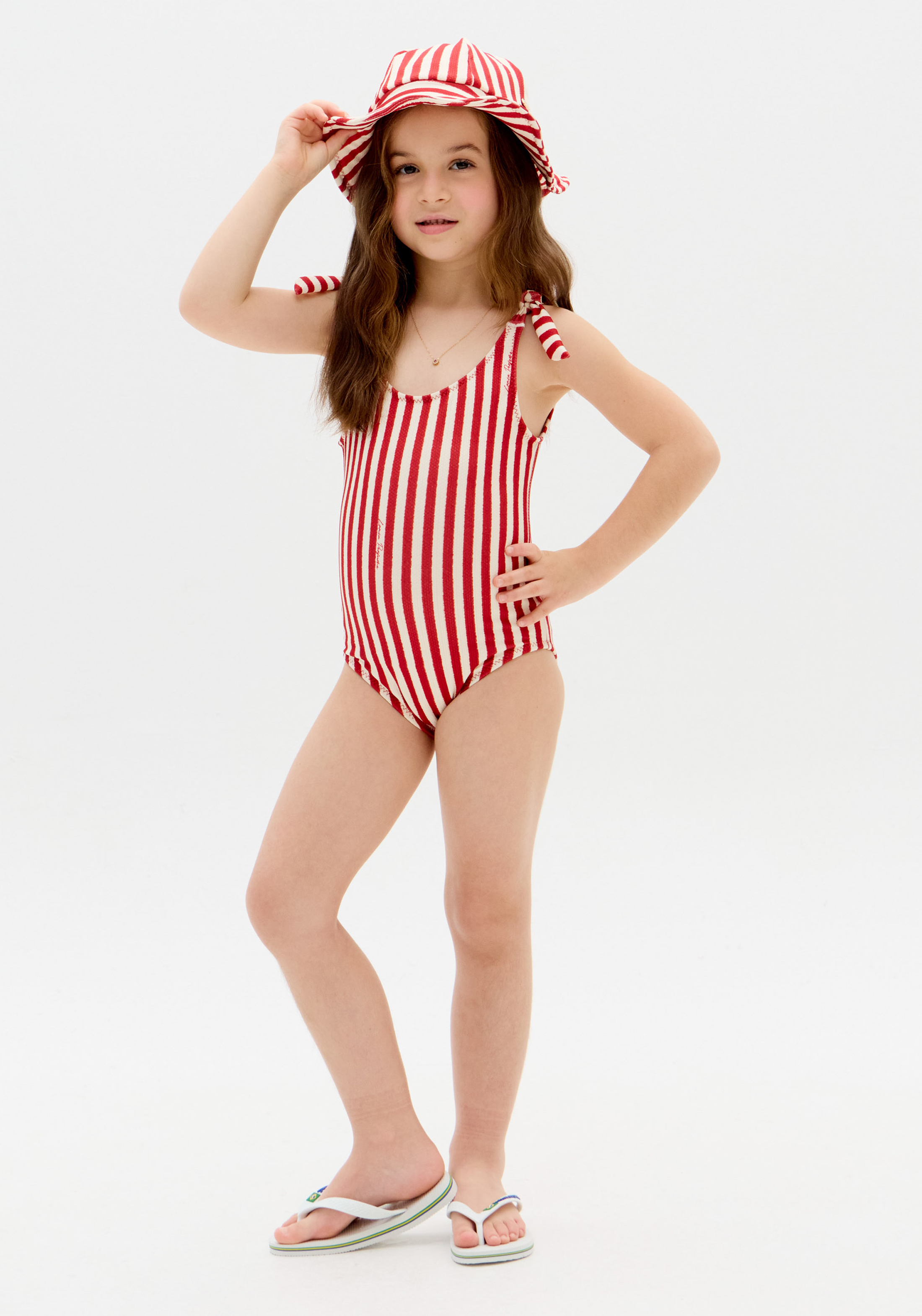 Fato de Banho Criança Riscas Vermelho e Branco - Lança Perfume 1