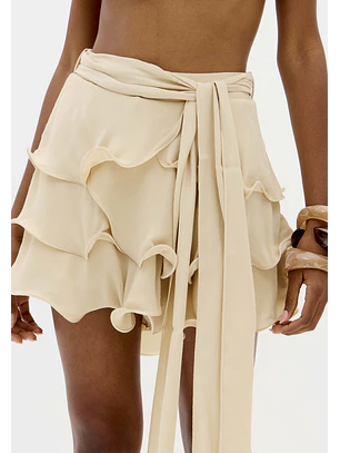 Saia com Folhos Bege - Lança Perfume