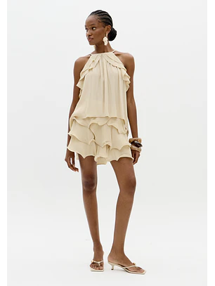 Top com Folhos Bege - Lança Perfume