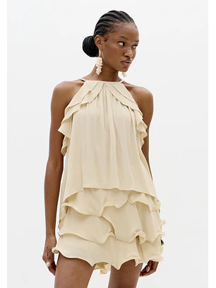 Top com Folhos Bege - Lança Perfume