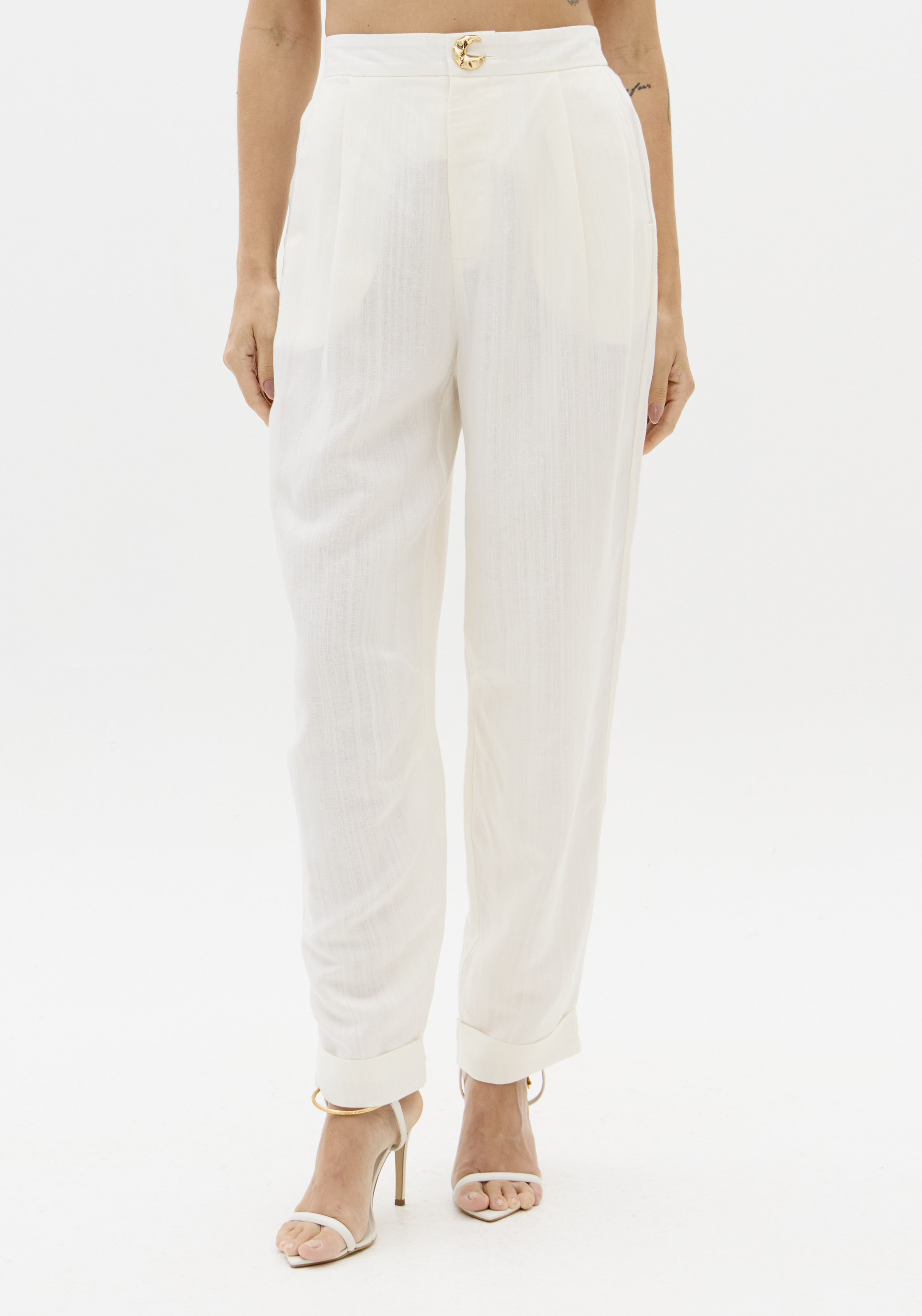 Calças em Linho Branco Lua - Lança Perfume  1