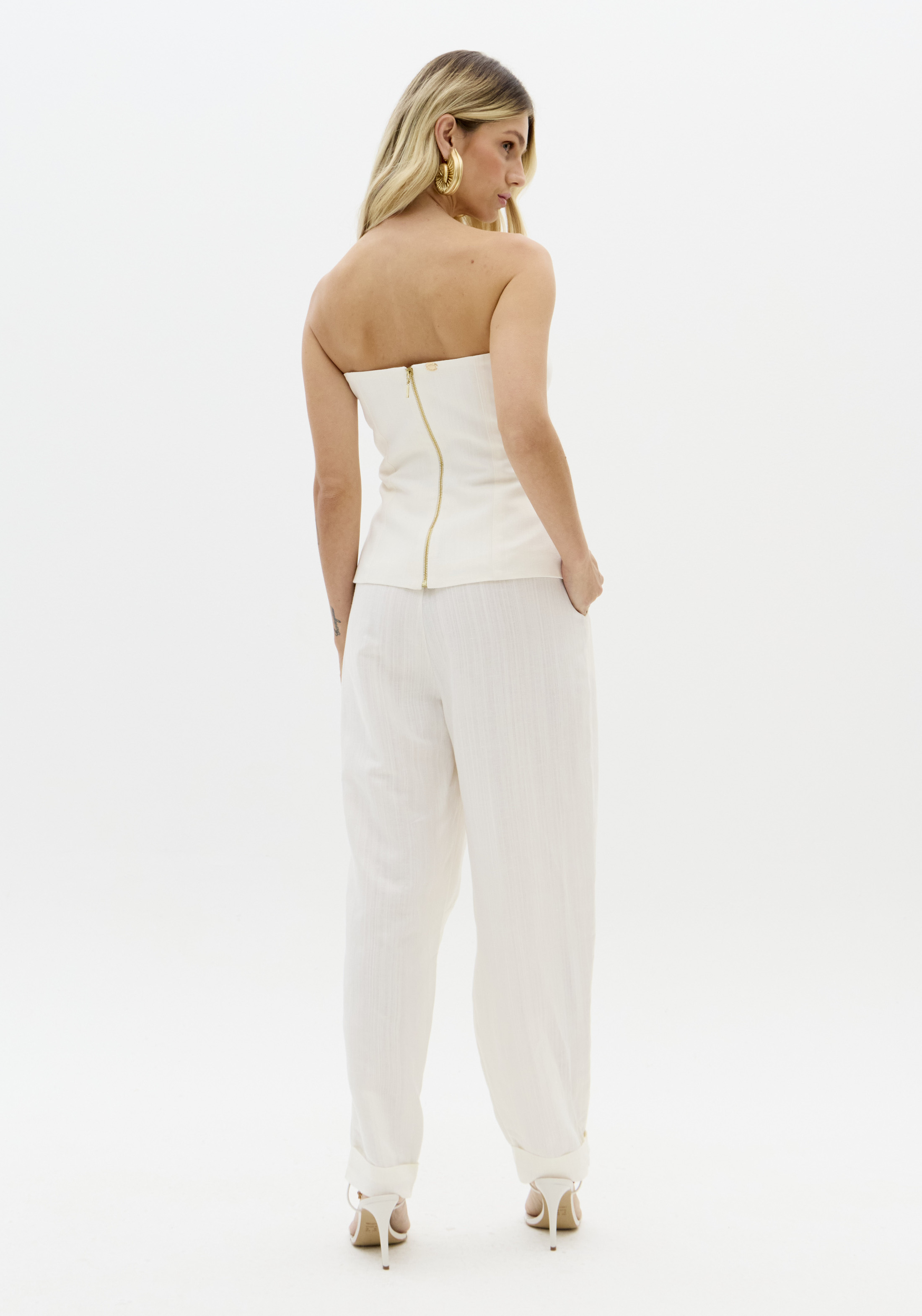 Calças em Linho Branco Lua - Lança Perfume  5