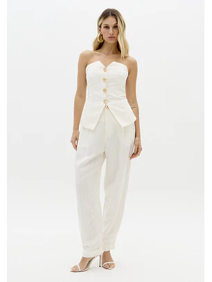 Top em Linho Branco Lua - Lança Perfume - COPIE