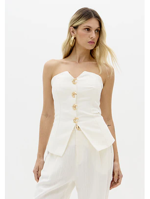 Top em Linho Branco Lua - Lança Perfume - COPIE