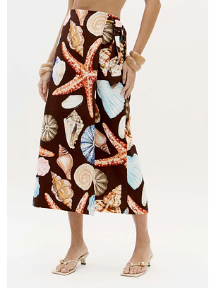 Saia Comprida Conchas SEA SUMMER Castanho - Lança Perfume 