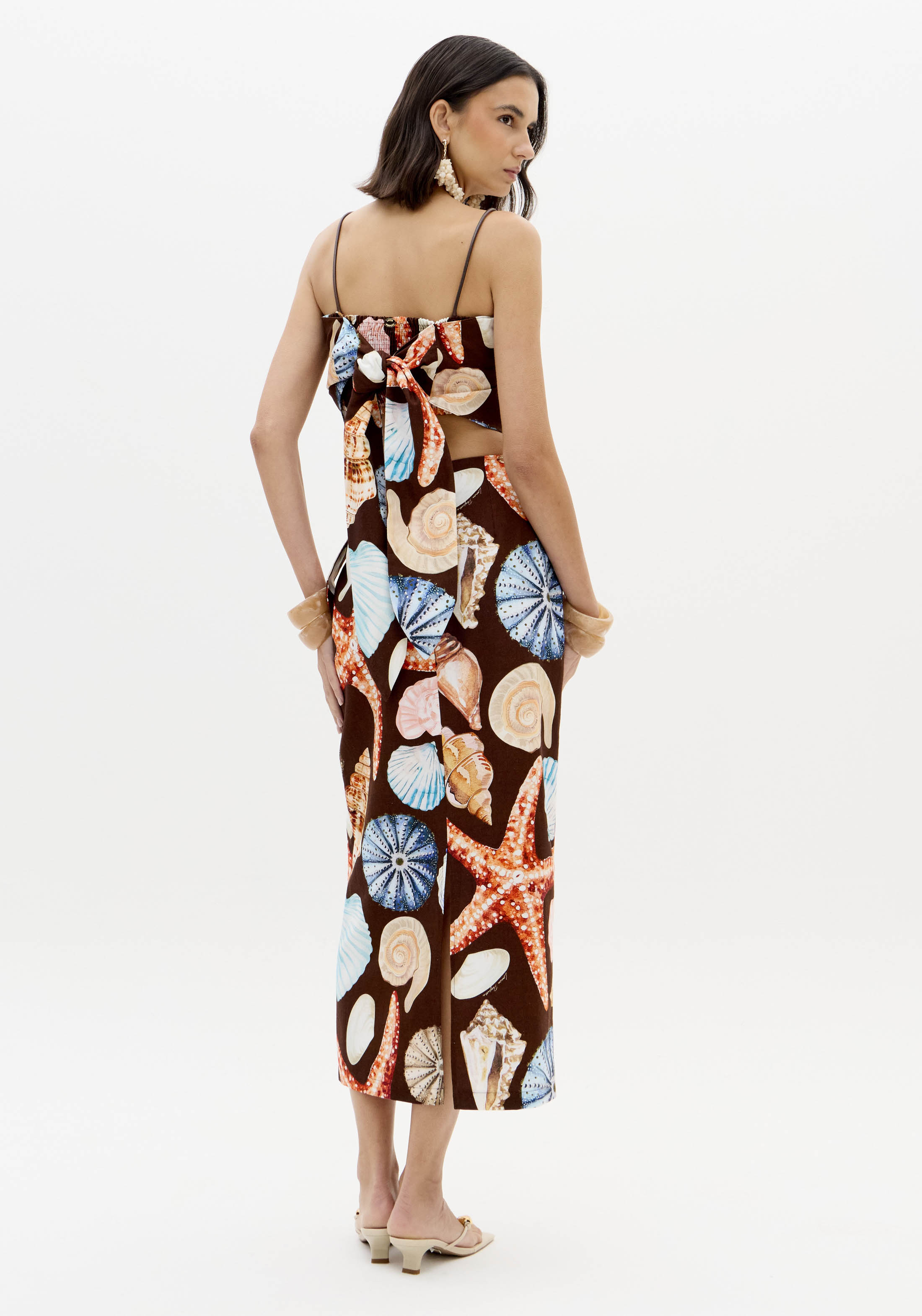 Saia Comprida Conchas SEA SUMMER Castanho - Lança Perfume  3