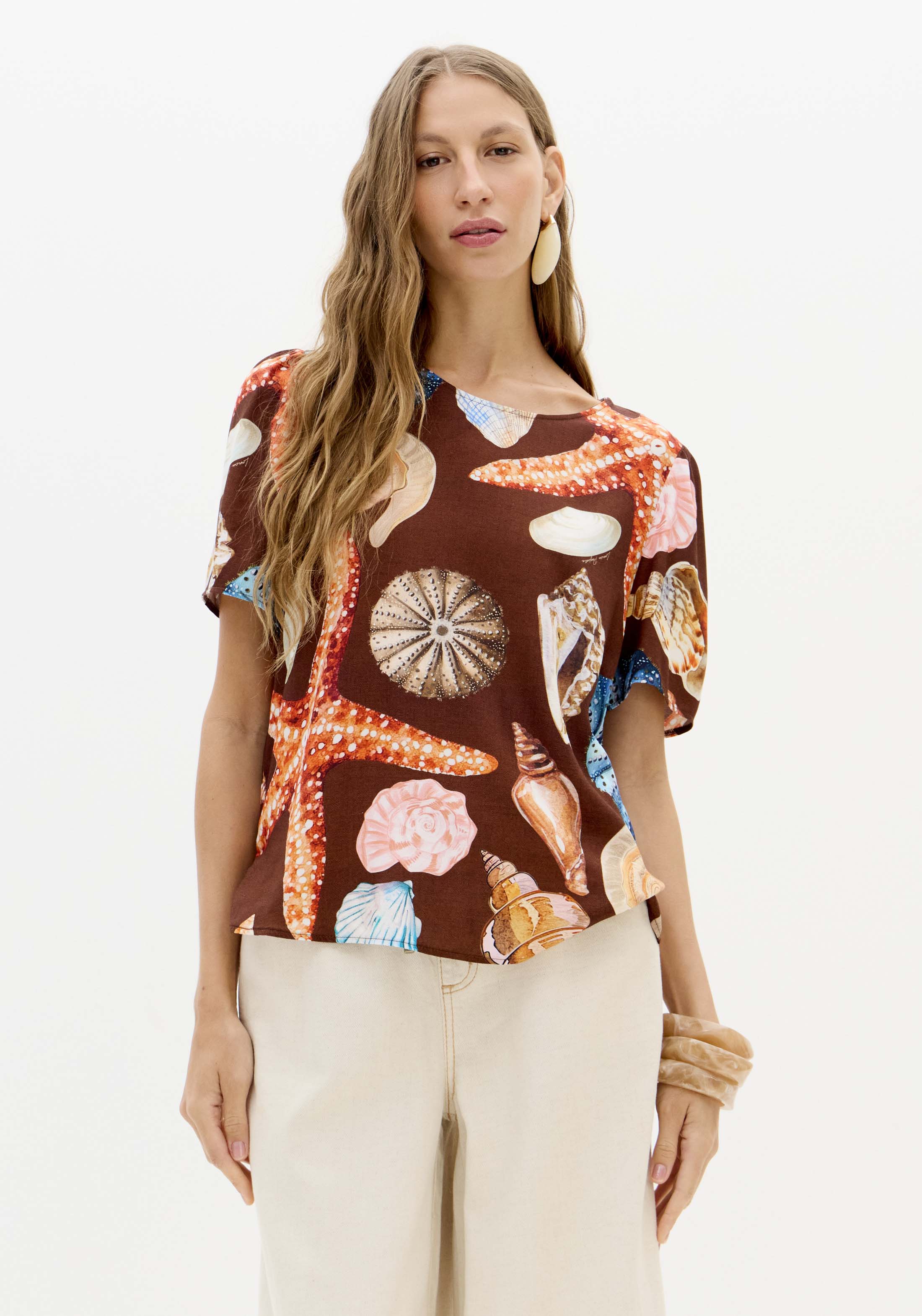 Blusa Conchas SEA SUMMER Castanho - Lança Perfume  1