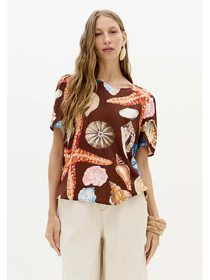 Blusa Conchas SEA SUMMER Castanho - Lança Perfume 