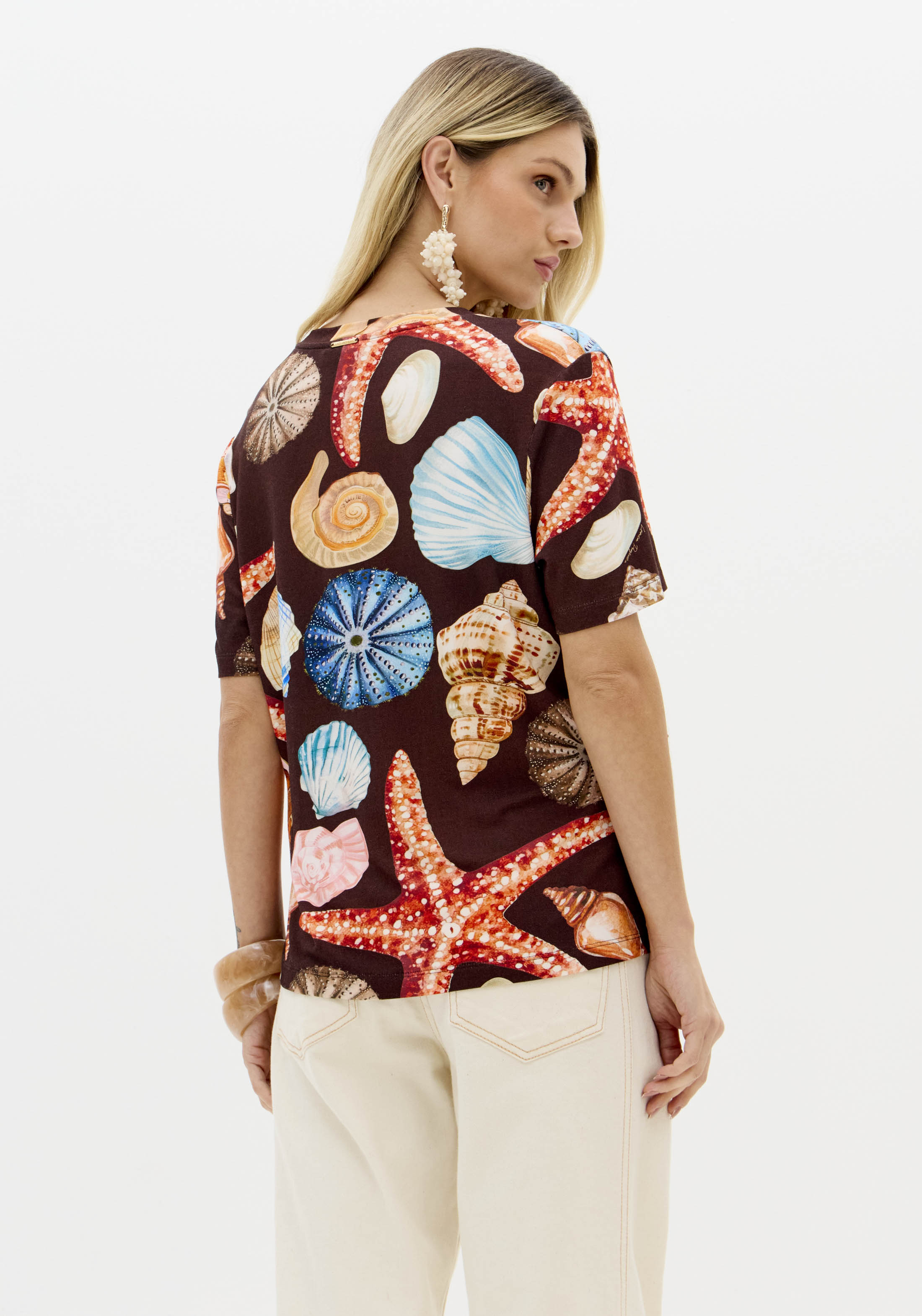 T-shirt Conchas SEA SUMMER Castanho - Lança Perfume 2