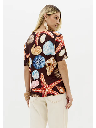 T-shirt Conchas SEA SUMMER Castanho - Lança Perfume