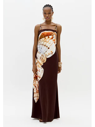 Vestido Comprido SEA SUMMER Castanho - Lança Perfume