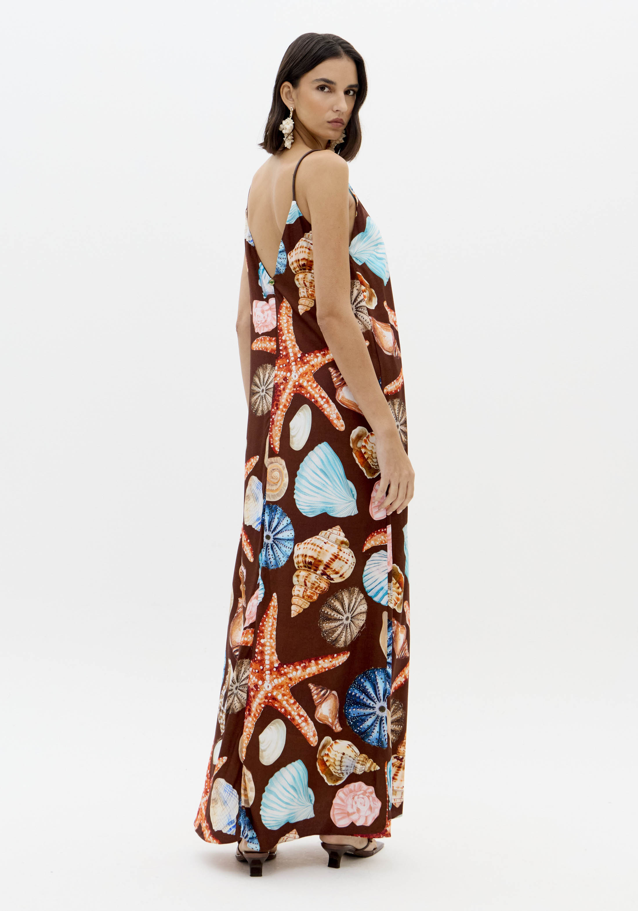 Vestido de Alças Conchas SEA SUMMER Castanho - Lança Perfume  2