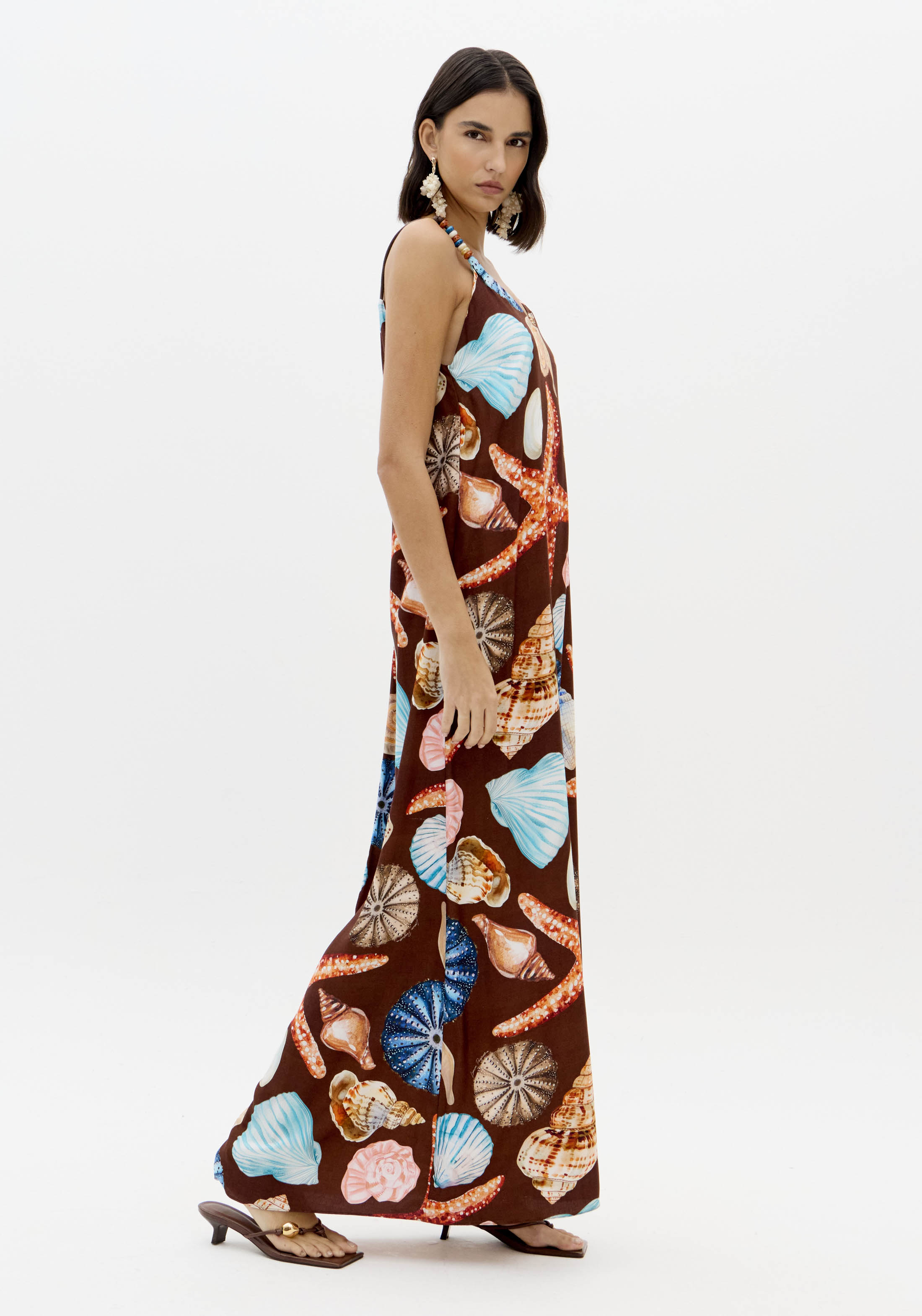 Vestido de Alças Conchas SEA SUMMER Castanho - Lança Perfume  3