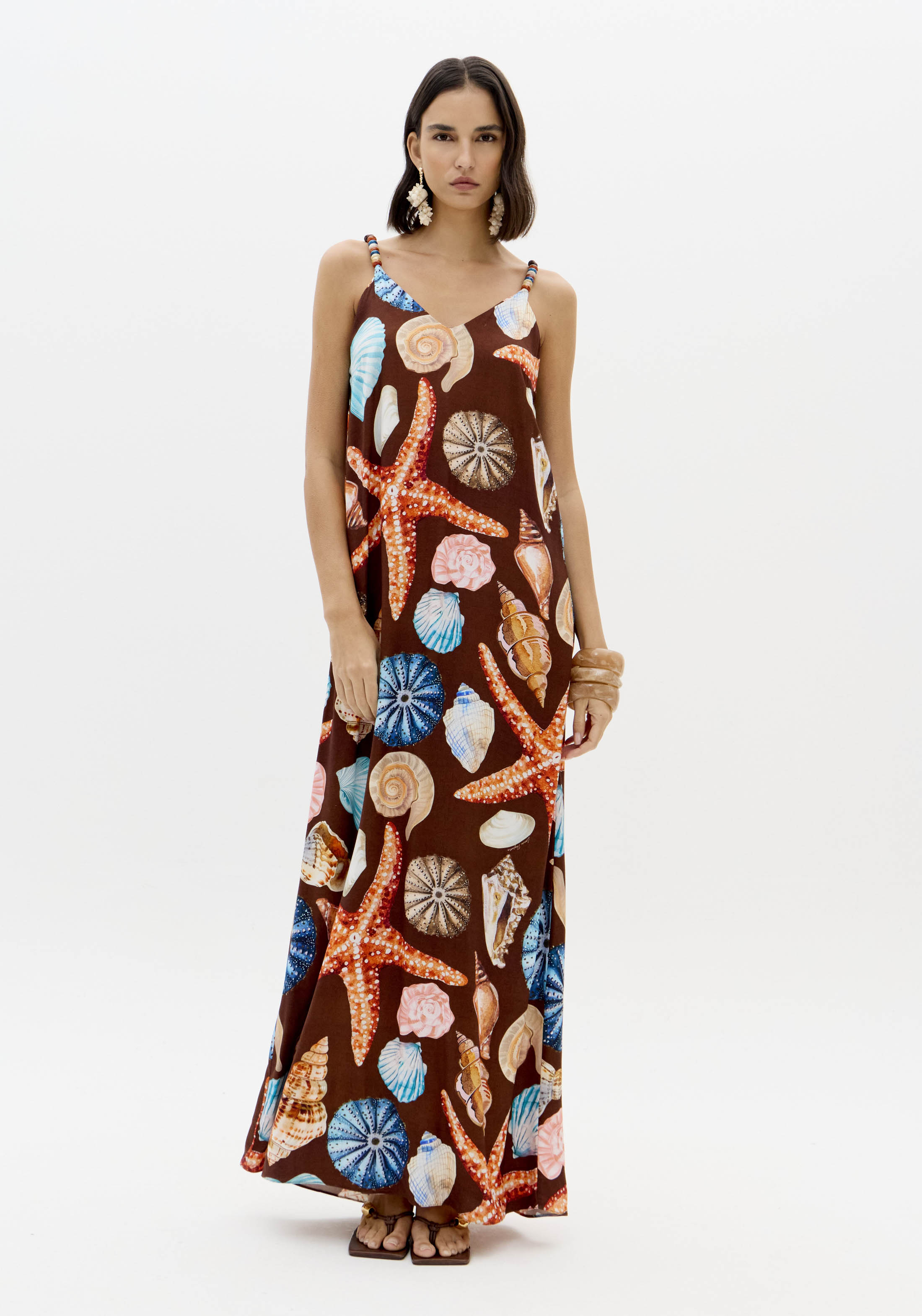 Vestido de Alças Conchas SEA SUMMER Castanho - Lança Perfume  1