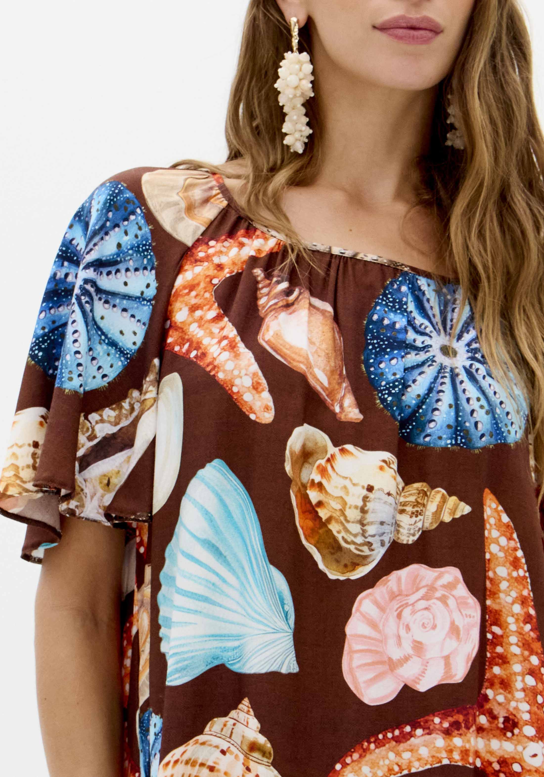 Vestido Curto Conchas SEA SUMMER Castanho - Lança Perfume  3