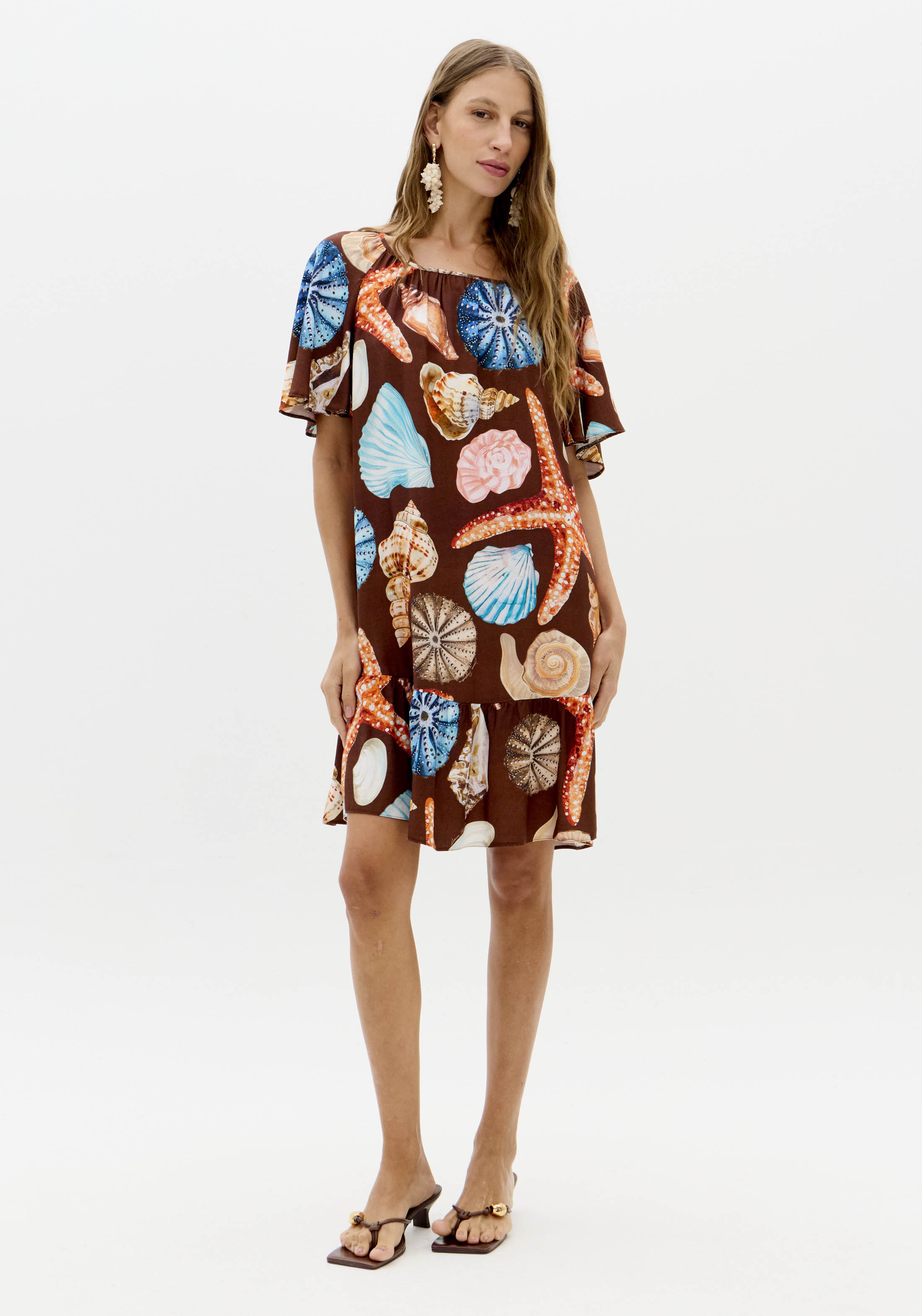 Vestido Curto Conchas SEA SUMMER Castanho - Lança Perfume  2