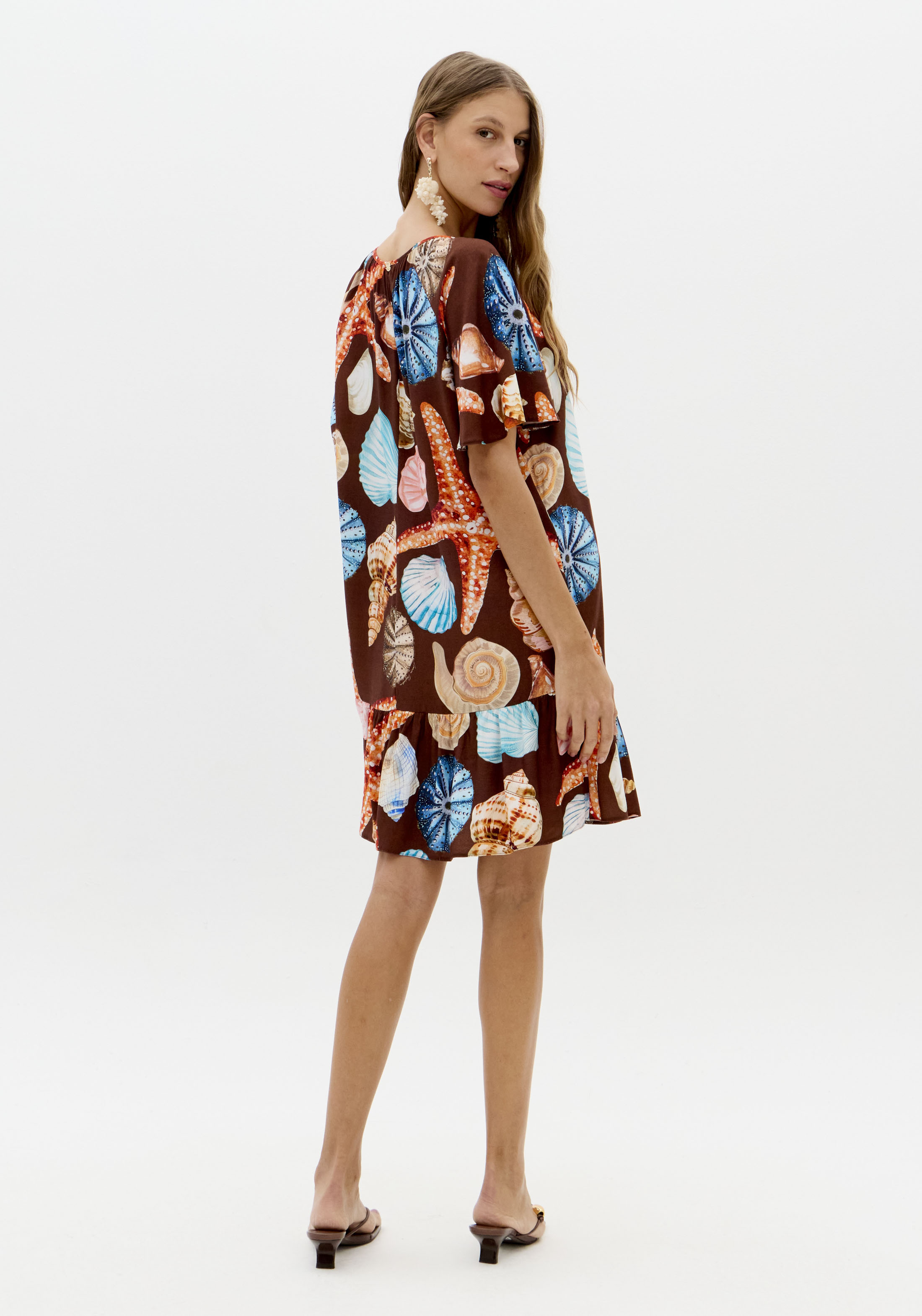 Vestido Curto Conchas SEA SUMMER Castanho - Lança Perfume  4