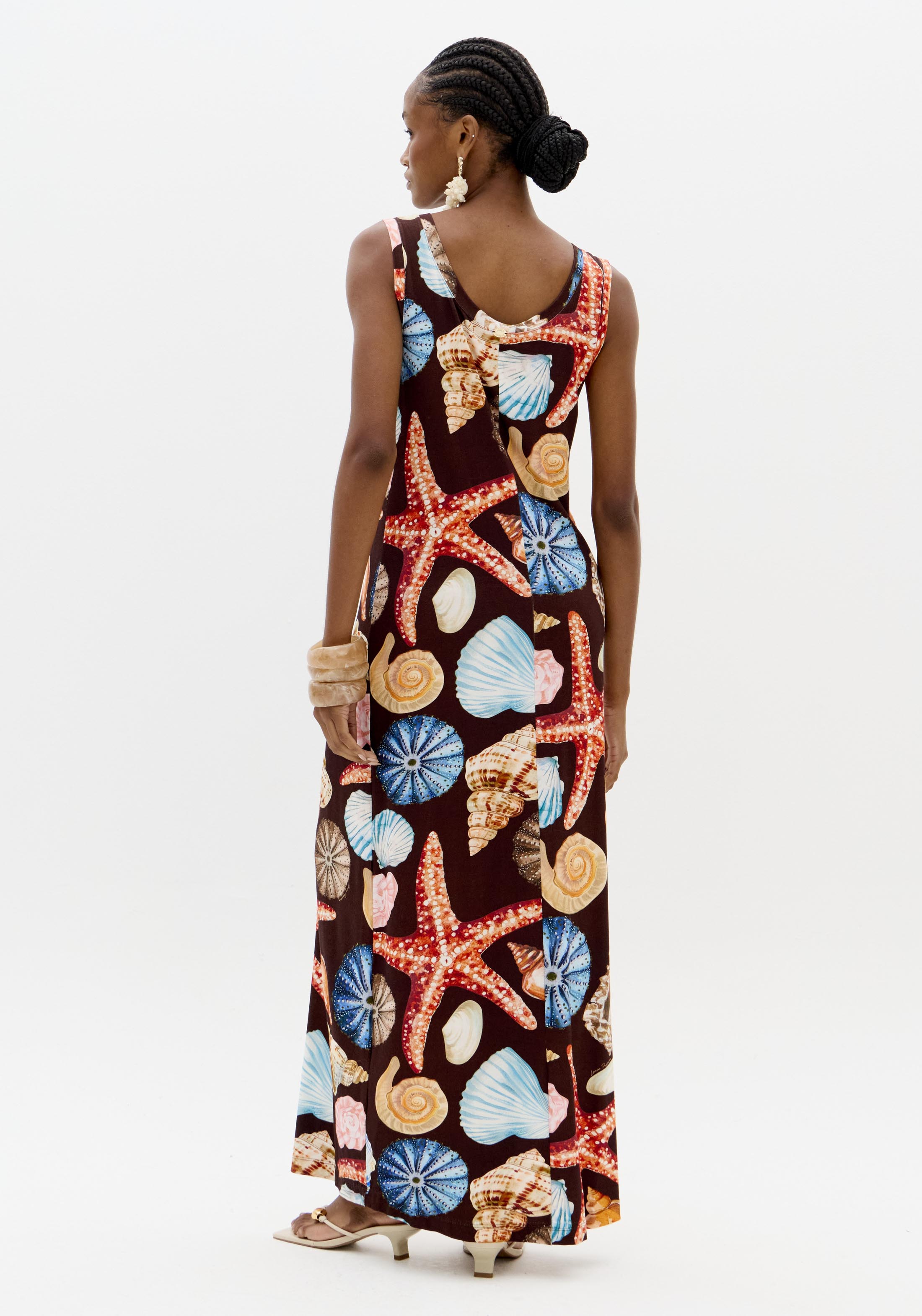 Vestido Comprido de Cavas Conchas SEA SUMMER Castanho - Lança Perfume  2