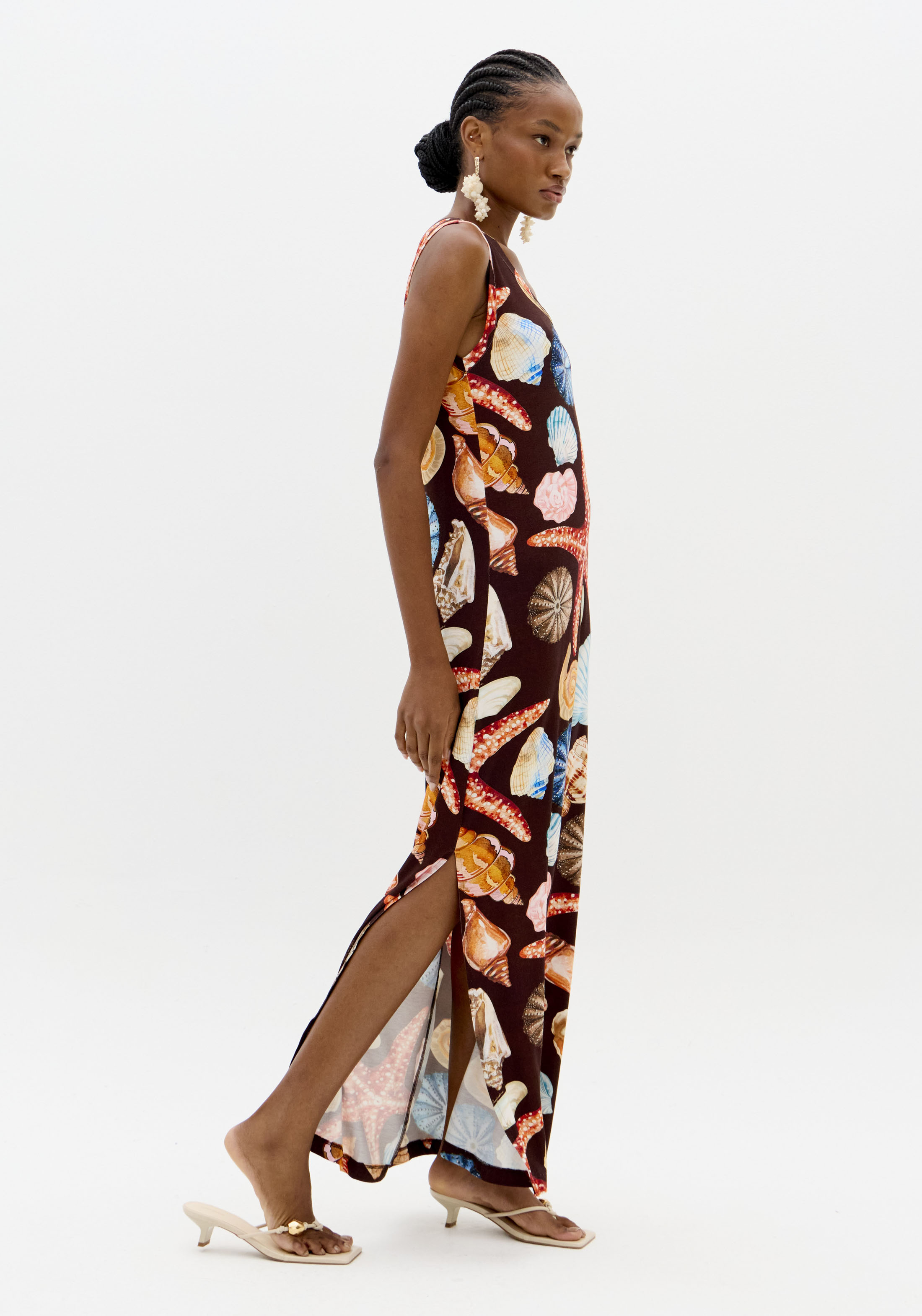 Vestido Comprido de Cavas Conchas SEA SUMMER Castanho - Lança Perfume  4