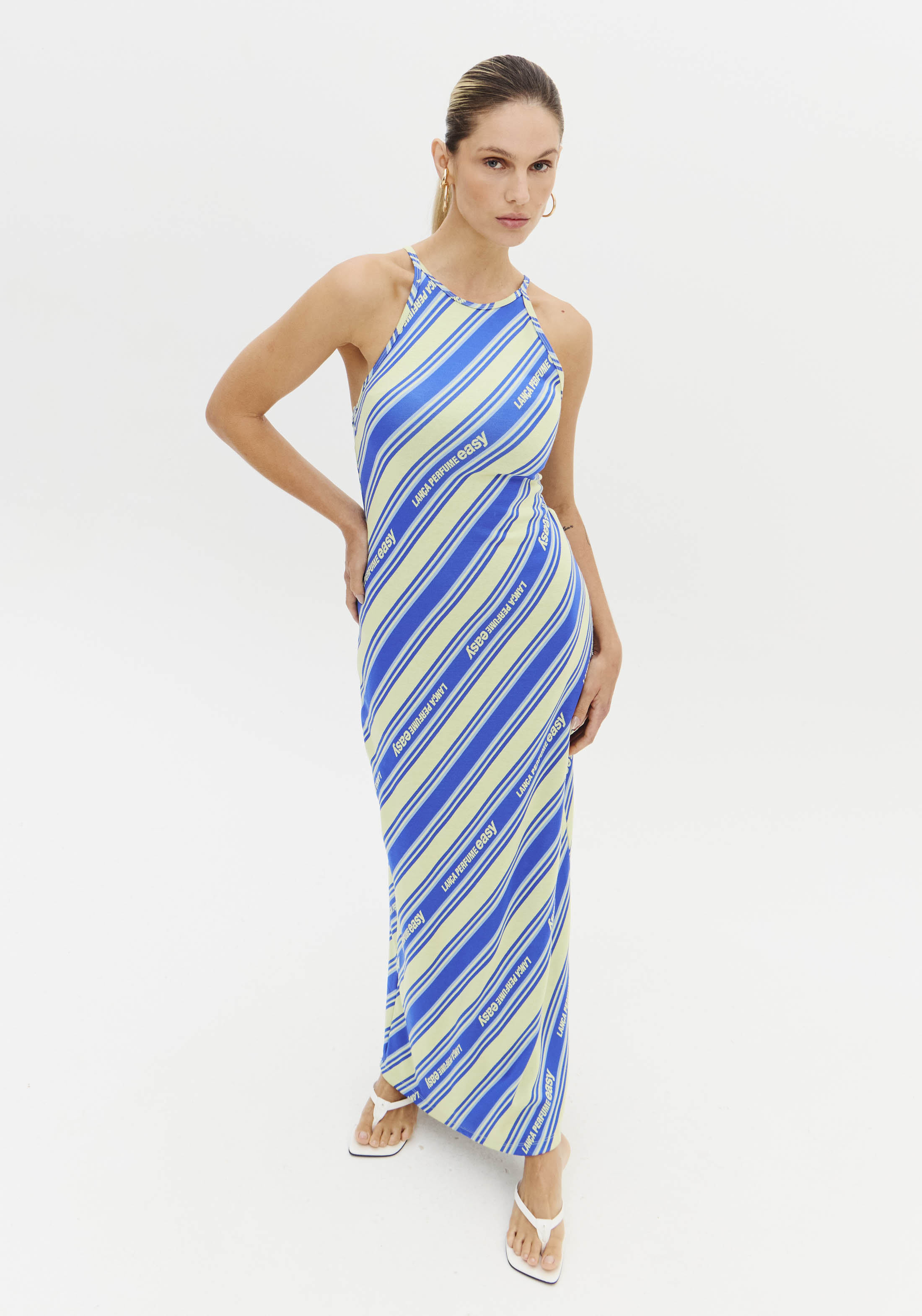 Vestido Comprido Azul e Verde - Lança Perfume 3